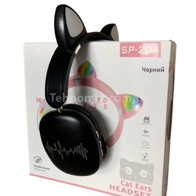 Бездротові навушники Bluetooth з котячими вушками LED SP-20A Чорні