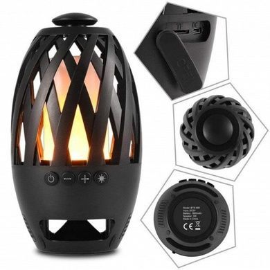 Бездротова портативна Bluetooth колонка - нічник Sunroz Flame Atmosphere BTS-596 LED камін Чорний
