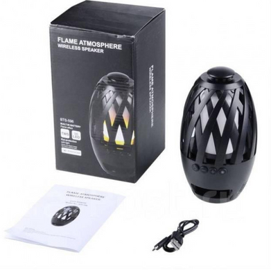 Бездротова портативна Bluetooth колонка - нічник Sunroz Flame Atmosphere BTS-596 LED камін Чорний