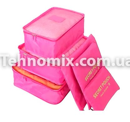 Органайзер дорожного комплекта 6шт Travel Organiser Kit Розовый