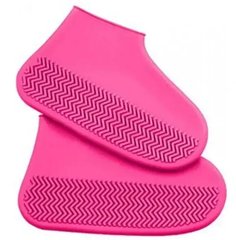 Силіконові водонепроникні чохли-бахили для взуття від дощу та бруду, розмір M Яскраво-рожеві
