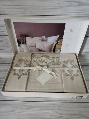 Постільна білизна з вишивкою Pupilla Diamond kapuchino Сатин Бавовна Євро розмір (4 наволочки)