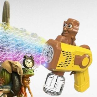 Пістолет генератор мильних бульбашок з підсвічуванням 4*АА 167 Bubble Gun Коричневий