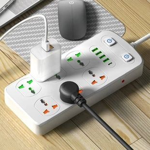 Подовжувач універсальний мережевий фільтр 6&times;220В+4&times;USB+usbС 2м AR CP05 Білий
