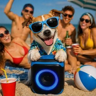 Колонка акумуляторна з підсвічуванням RGB Bluetooth PARTYBOX Чорна з блакитним
