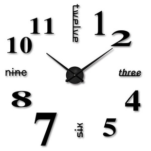 Великий настінний годинник 3D DIY CLOCK 50 до 90 см Black