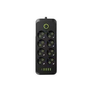 Подовжувач мережевий фільтр 5м 8&times;220В+4&times;USB+1&times;Type-C F16U Чорний
