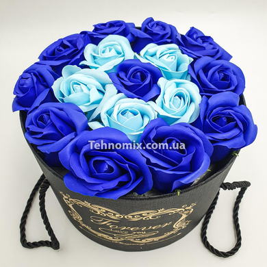 Подарочный набор мыла из роз в шляпной коробке Синий