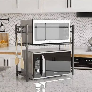 Полка пластиковая с крючками над микроволновкой 59,5*50*33см SKLM-22 Черная