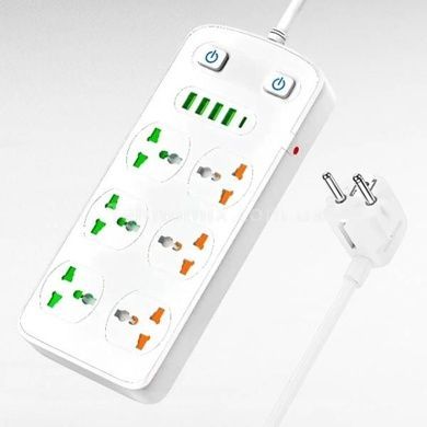 Удлинитель универсальный сетевой фильтр 6&times;220В+4&times;USB+usbС 2м AR CP05 Белый