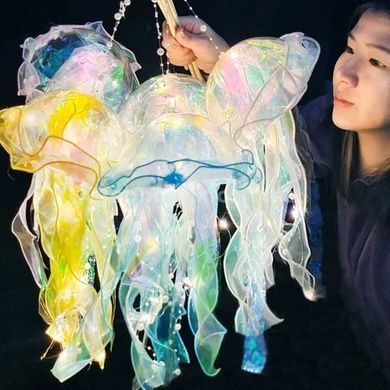 Декор светящийся Медуза на батарейках Jellyfish lamp AND HA-113 Желтая