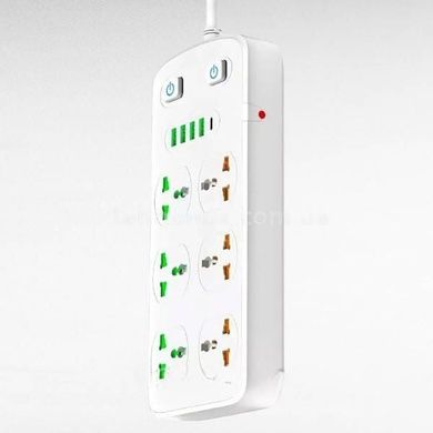 Удлинитель универсальный сетевой фильтр 6&times;220В+4&times;USB+usbС 2м AR CP05 Белый