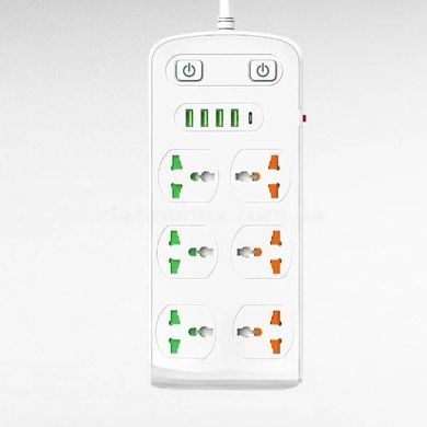 Удлинитель универсальный сетевой фильтр 6&times;220В+4&times;USB+usbС 2м AR CP05 Белый