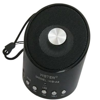 Колонка аккумуляторная компактная с FM-приемником Wster WS-A9 Черная