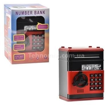 Сейф-скарбничка Number Bank з кодовим замком та купюроприймачем Чорний з Червоним
