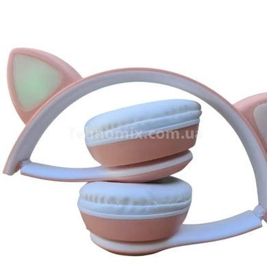 Наушники беспроводные LED с кошачьими ушками и подсветкой VIV-23M Розовые