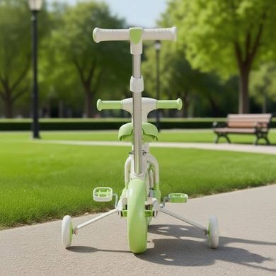Велосипед дитячий триколісний з батьківською ручкою та колесами SCO22green Салатовий з білим