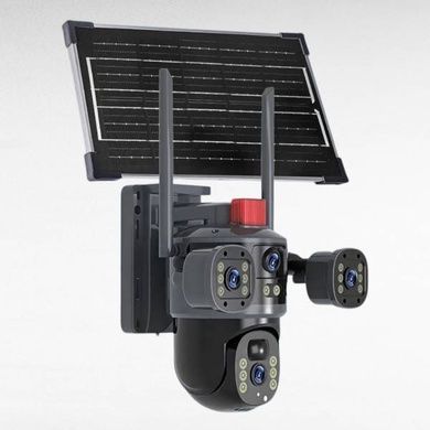 Камера видеонаблюдения наружная с 3 объективами IP WiFi PTZ 12mp Черная