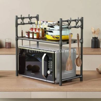Полка пластиковая с крючками над микроволновкой 59,5*50*33см SKLM-22 Черная