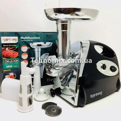 Электромясорубка с томатной соковыжималкой Rainberg RB-675 3800 Вт Черная