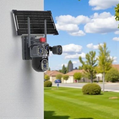Камера видеонаблюдения наружная с 3 объективами IP WiFi PTZ 12mp Черная