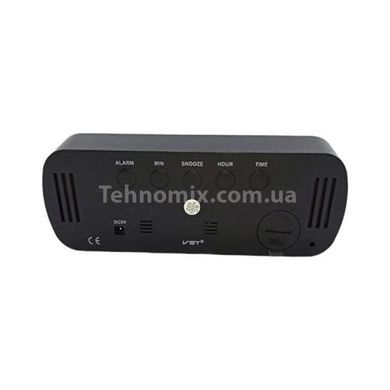 Часы сетевые с датчиком температуры USB Зеленая подсветка VST-895Y-4 Черный с серым