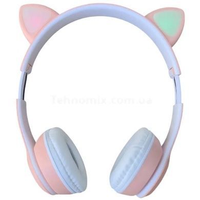 Наушники беспроводные LED с кошачьими ушками и подсветкой VIV-23M Розовые