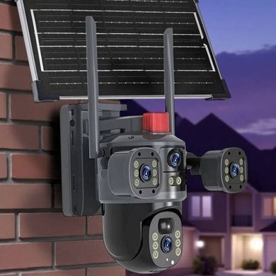 Камера видеонаблюдения наружная с 3 объективами IP WiFi PTZ 12mp Черная
