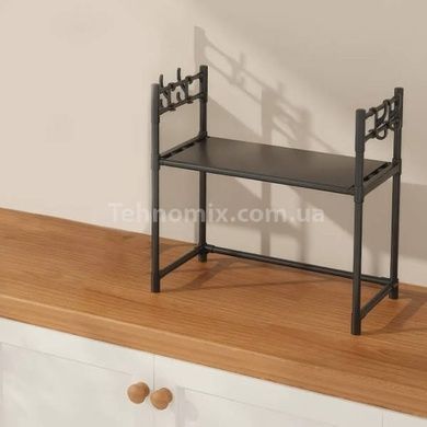 Полка пластиковая с крючками над микроволновкой 59,5*50*33см SKLM-22 Черная