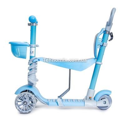 Дитячий самокат триколісний children's Scooter з батьківською ручкою Блакитний