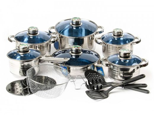 Нове надходження Набір посуду з нержавіючої сталі 18 предметів Grand Berg GB 2021 комплект каструль