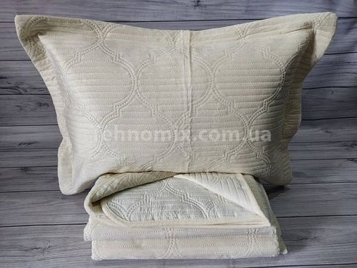 Покрывало(240х260см) с наволочками (50х70см) Toskana Krem Велюр