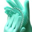 Силіконові рукавички для миття і чищення Magic Silicone Gloves з ворсом Бірюзові
