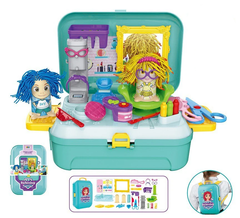 Набор для лепки парикмахерская в чемодане Soft Toy Hairdresser Toy + Подарок кукла