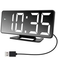 Зеркальные LED часы с будильником и термометром влажностью VST-888Y Черный Белая подсветка