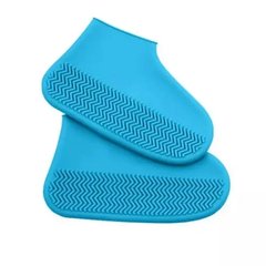 Силиконовые водонепроницаемые чехлы-бахилы для обуви от дождя и грязи, размер M Голубые