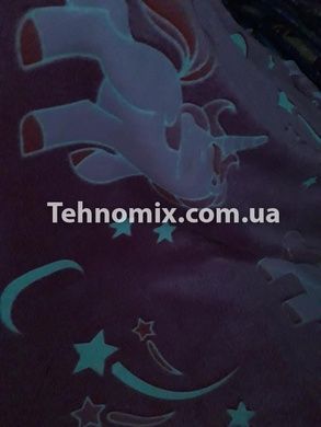 Дитячий плед мікрофібра світиться в темряві 140х110см (рожевий, єдиноріг)