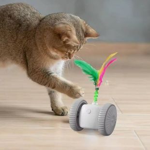 Іграшка для тварин акумуляторна USB Cat teaser Біла з сірим