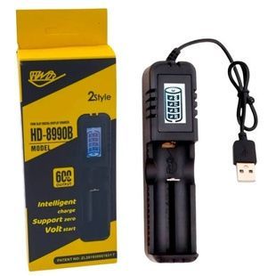 Зарядний пристрій для акумуляторів 1x18650/26650/16340/14500 з LCD-дисплеєм HD-8990B Чорне