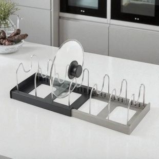 Розсувний органайзер для зберігання кришок від каструль expanding cookware organiser Сірий