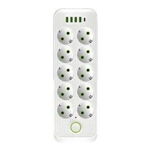 Подовжувач мережевий фільтр 3м 10&times;220В+4&times;USB+1&times;Type-C F26u Білий
