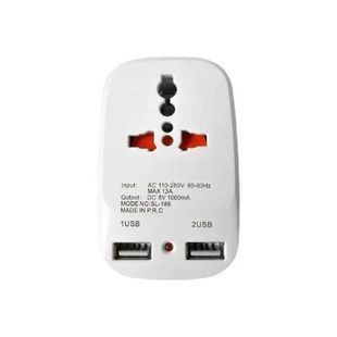 Адаптер-зарядное устройство 2*USB для розеток универсальный 823 10А Белый