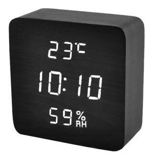 Годинник мережевий з датчиком температури USB Біле підсвічування VST-898-4 Чорний