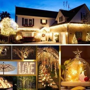 Світлодіодна гірлянда 200LED RGB (живлення від сонячної панелі) Теплий білий