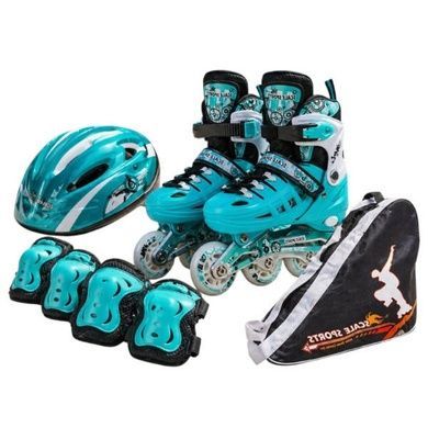 Ролики детские раздвижные с полным комплектом защиты р 29-33 Scale Sports Mint Бирюзовые