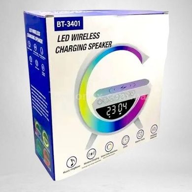 Нічник Smart Light з бездротовою зарядкою, колонкою та годинником BT-3401 Чорний (Без заводської упаковки)