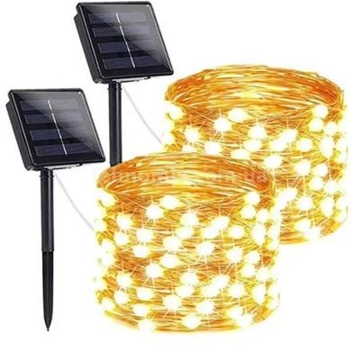Світлодіодна гірлянда 200LED RGB (живлення від сонячної панелі) Теплий білий