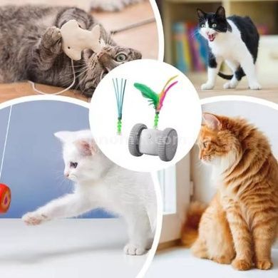 Іграшка для тварин акумуляторна USB Cat teaser Біла з сірим