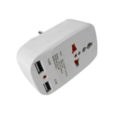 Адаптер-зарядное устройство 2*USB для розеток универсальный 823 10А Белый