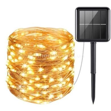 Світлодіодна гірлянда 200LED RGB (живлення від сонячної панелі) Теплий білий